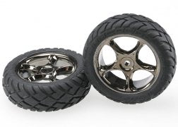 Tires & wheels assembled (Tracer 2.2" black chrome wheels Anaconda 2.2" tires with foam inserts) (2) (Bandit front)