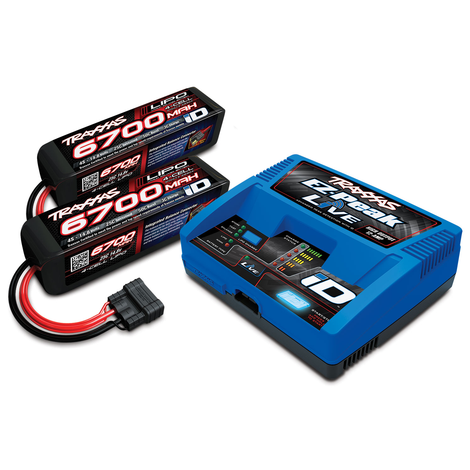 Discontinued - Battery/charger completer pack (includes #2971 iD charger (1) #2890X 6700mAh 14.8V 4-cell 25C LiPo battery (2))