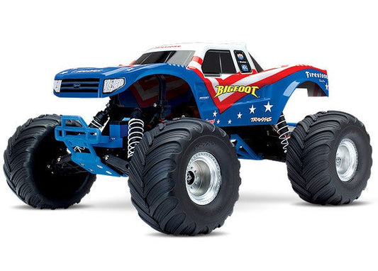 Discontinued - Bigfoot: 1/10 Scale Officially Licensed Replica Monster Truck.  Ready-to-Race with TQ 2.4GHz radio system and XL-5 ESC (fwd/rev).  Includes: 7-Cell NiMH 3000mAh Traxxas battery