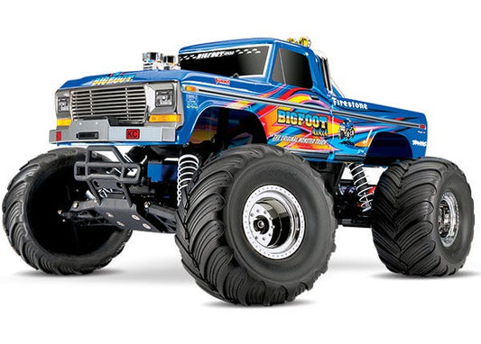 Discontinued - Bigfoot No. 1: 1/10 Scale Officially Licensed Replica Monster Truck.  Ready-to-Race with TQ 2.4GHz radio system and XL-5 ESC (fwd/rev).  Includes: 7-Cell NiMH 3000mAh Traxxas battery