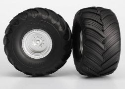 Tires & wheels assembled glued (satin chrome wheels Terra Groove dual profile tires foam inserts) (2WD electric rear) (2)