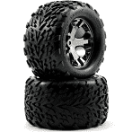 Tires & wheels assembled glued (2.8") (All-Star black chrome wheels Talon tires foam inserts) (2WD electric rear) (2) (TSM rated)