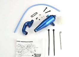 Discontinued - Aluminum tuned pipe & header (complete w/mounting hardware) (strong power across mid and upper RPM range) (blue-anodized)