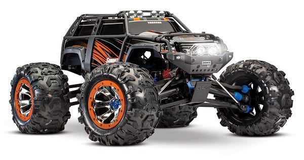 Discontinued - Summit:  1/10 Scale 4WD Electric Extreme Terrain Monster Truck. Ready-to-Race with TQi Traxxas Link  Enabled 2.4GHz Radio System EVX-2 ESC (fwd/rev) Titan 775 motor