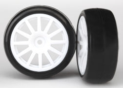 Tires & wheels assembled glued (12-spoke white wheels slick tires) (2)