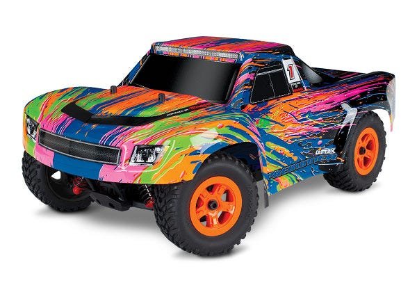 Discontinued - LaTrax Desert Prerunner: 1/18-Scale 4WD Electric Truck. Ready-To-Race with 2.4GHz radio system 370 motor waterproof all-weather electronics 6-cell 7.2V NiMH battery with AC charger and painted body.