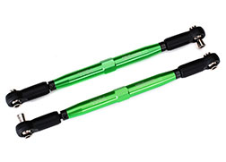 Toe links X-Maxx (TUBES green-anodized 7075-T6 aluminum stronger than titanium) (157mm) (2)/ rod ends assembled with steel hollow balls (4)/ aluminum wrench 10mm (1)