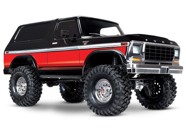 TRX-4 Scale and Trail™ Crawler with Ford Bronco Body: 1/10 Scale 4WD Electric Truck. Ready-to-Drive with TQi Traxxas Link™ Enabled 2.4GHz Radio System XL-5 HV ESC (fwd/rev) and Titan 550 motor.