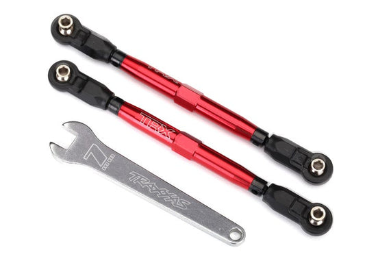 Toe links front Unlimited Desert Racer (TUBES red-anodized 7075-T6 aluminum stronger than titanium) (102mm) (2) (assembled with rod ends and hollow balls)/ aluminum wrench 7mm (1)