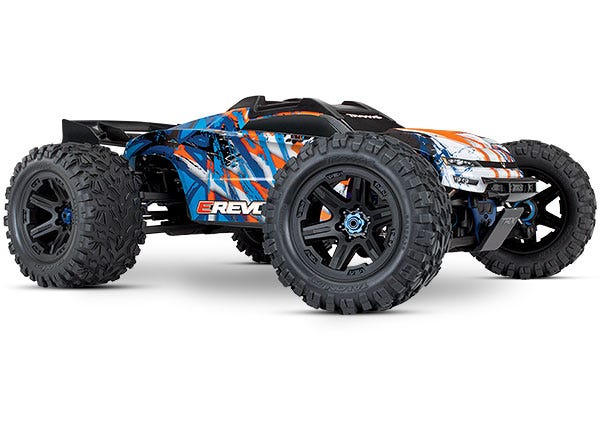 Discontinued - E-Revo VXL Brushless Orange and Blue  1/10 Scale 4WD Brushless Electric Monster Truck with TQi 2.4GHz Traxxas Link Enabled Radio System Velineon VXL-6s brushless ESC (fwd/rev) and Traxxas Stability Management (TSM)