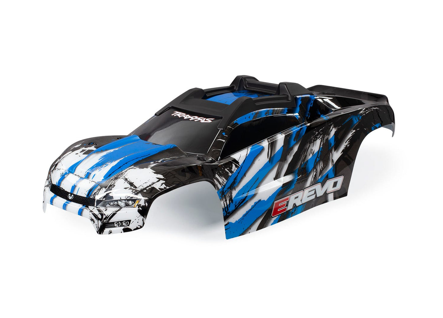 Body E-Revo blue/ window grille lights decal sheet (assembled with front & rear body mounts and rear body support for clipless mounting)
