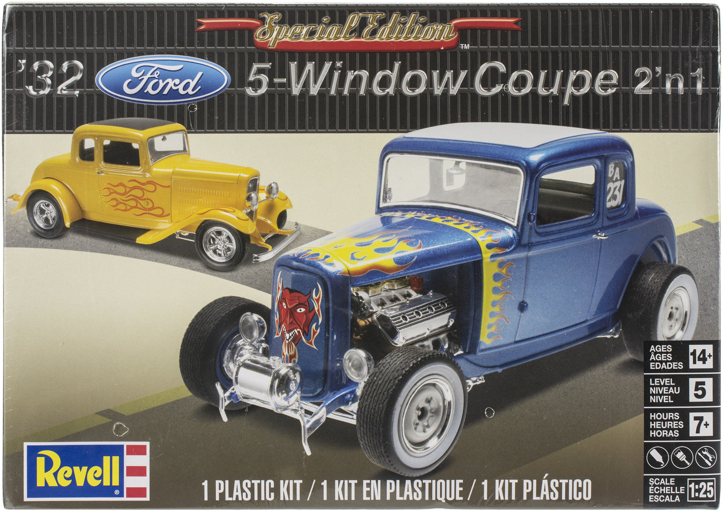 854228 Plastic Model Kit-'32 Ford 5 Window Coupe 2 In 1 1:25