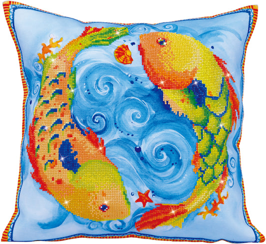 Diamond Dotz Diamond Embroidery Pillow Facet Art Kit-Dancing Fish (17.5"X17.5")