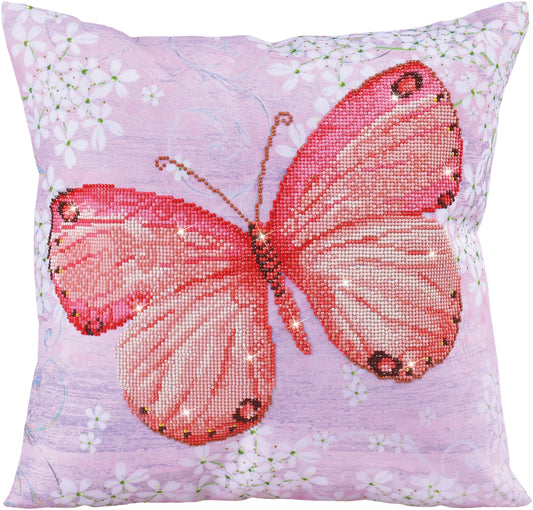 Diamond Dotz Diamond Embroidery Pillow Facet Art Kit-Pink Flutter 17.5"X17.5"
