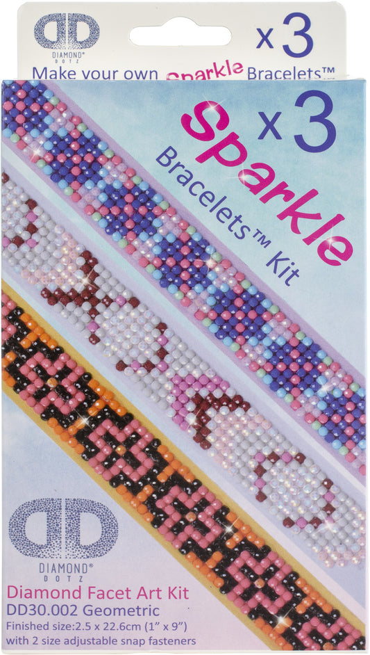 Diamond Dotz Diamond Bracelets Facet Art Kit 1"X9"-Assorted Geometric 3/Pkg