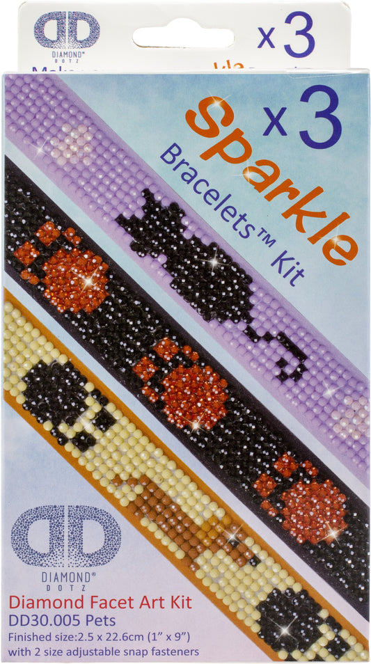 Diamond Dotz Diamond Bracelets Facet Art Kit 1"X9"-Assorted Pets 3/Pkg