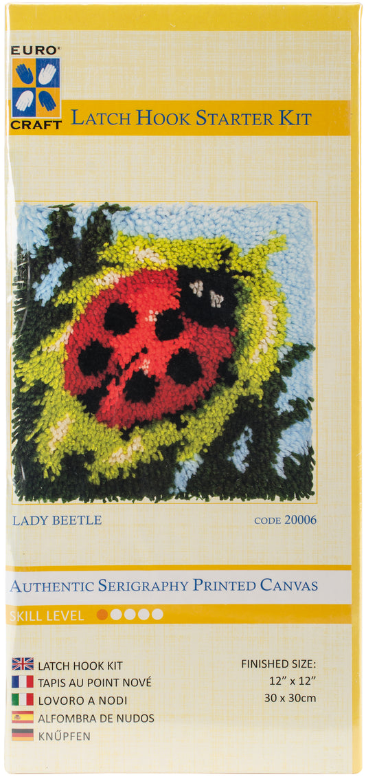 Euro Craft Latch Hook Kit 12"X12"-Lady Beetle
