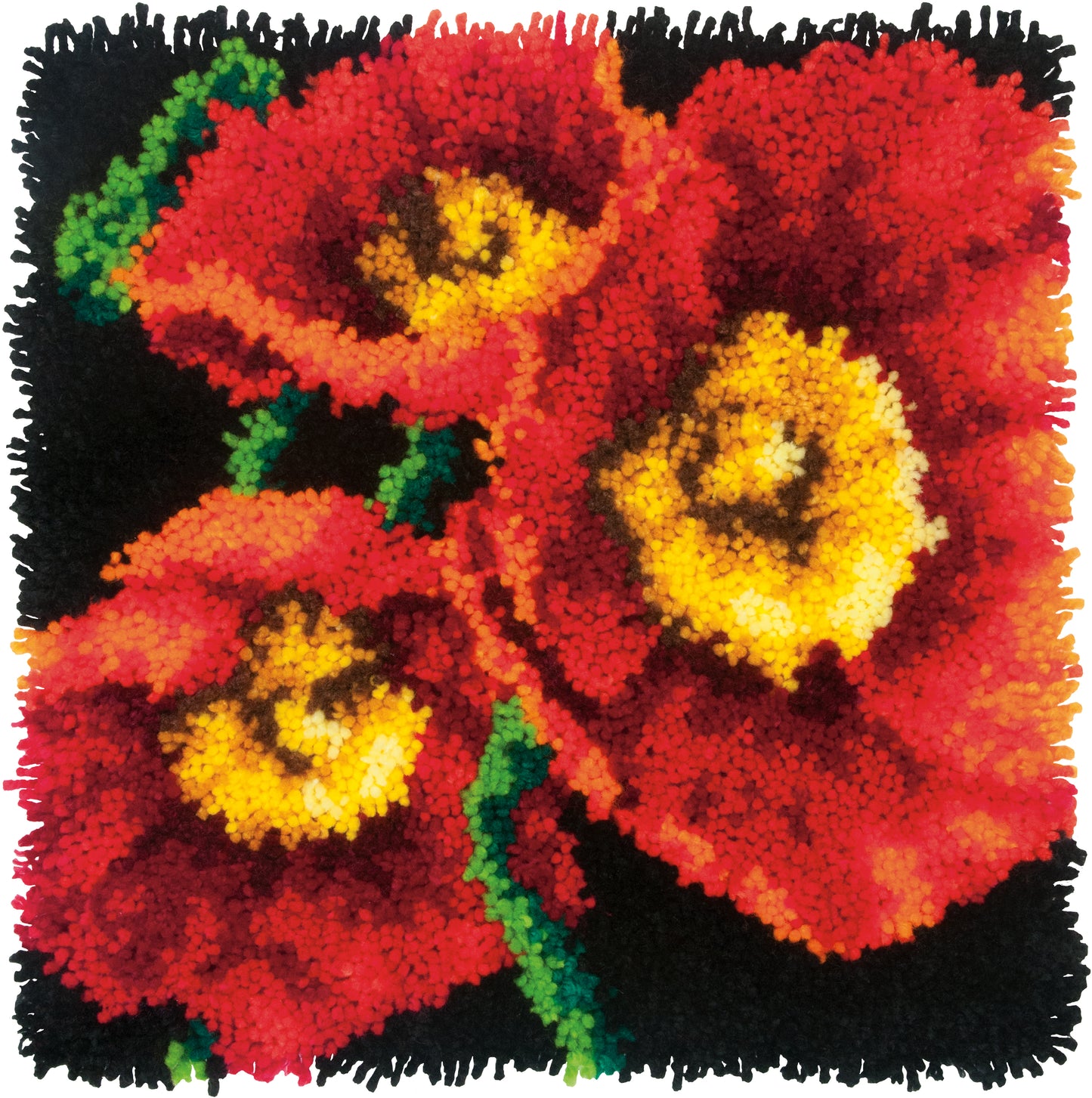 Dimensions Latch Hook Kit 16"X16"-Red Poppy
