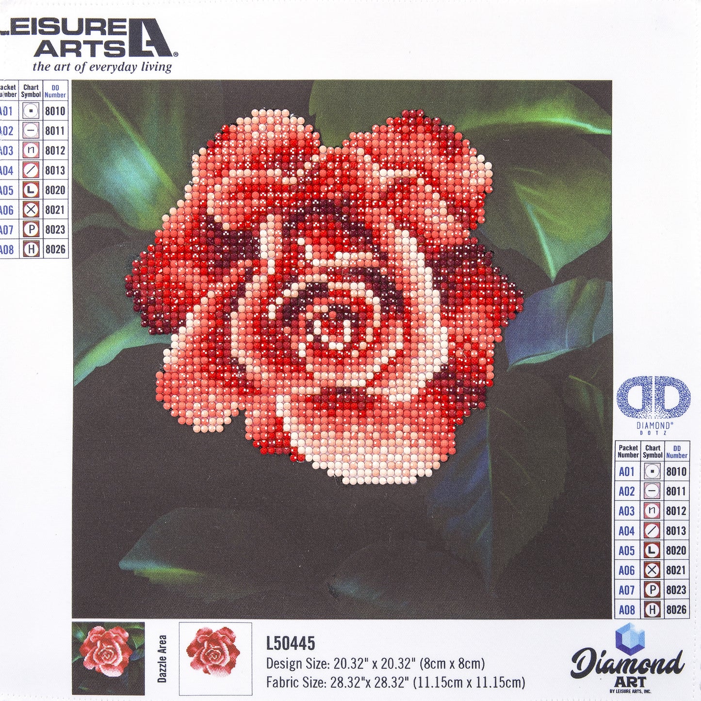 Leisure Arts Diamond Art Beginner Kit 8"X8"-Red Rose
