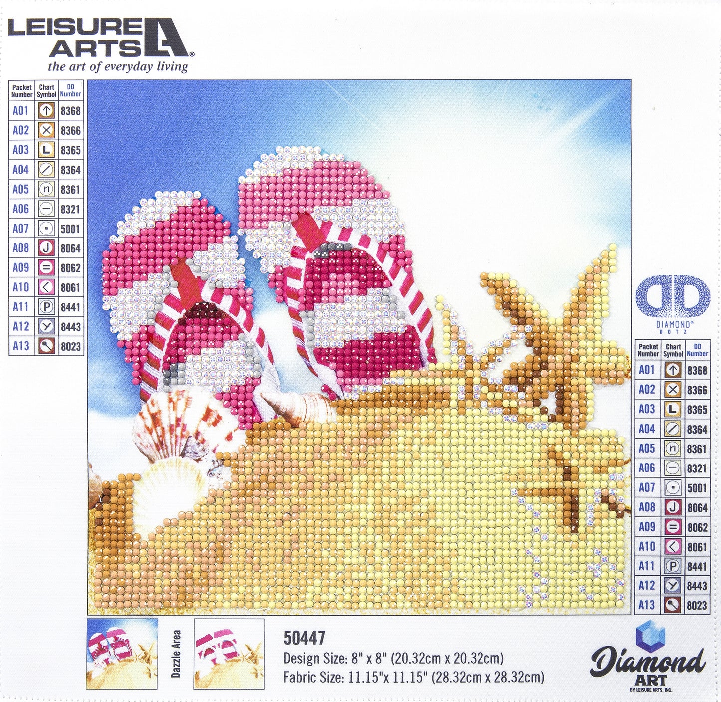 Leisure Arts Diamond Art Beginner Kit 8"X8"-Flip Flops