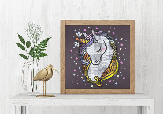 Leisure Artd Diamond Art Beginner Kit 8"X8"-Heart Unicorn