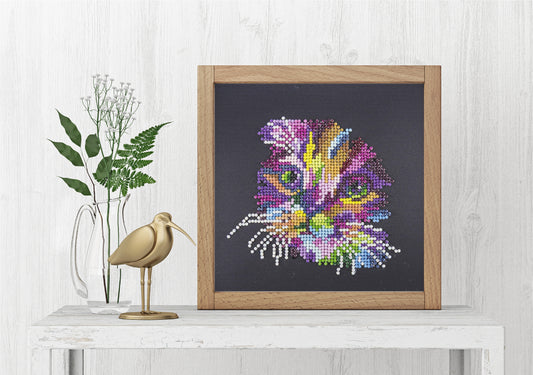 Leisure Arts Diamond Art Beginner Kit 8"X8"-Colorful Cat