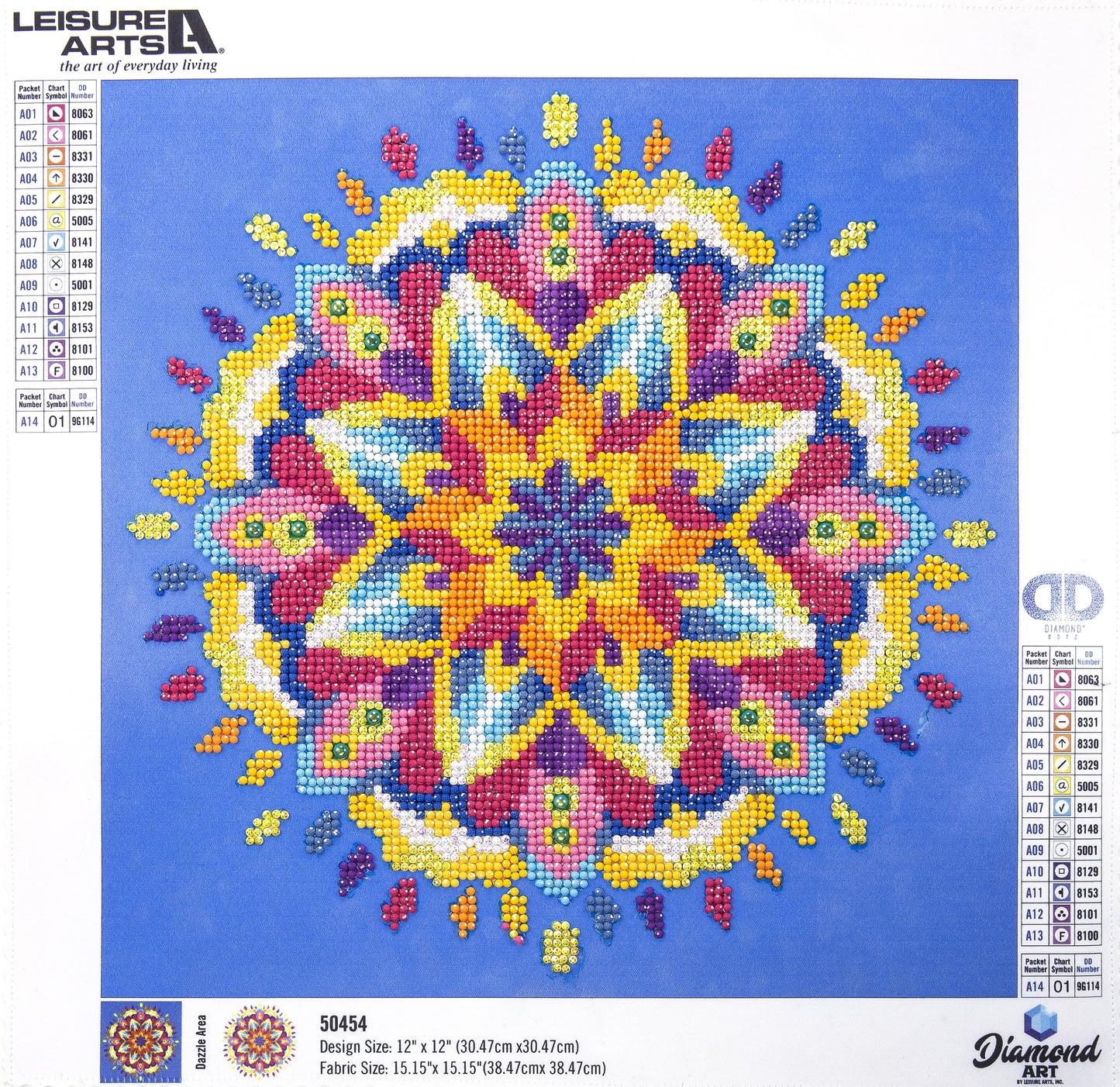 Leisure Arts Diamond Art Intermediate Kit 12"X12"-Blue Mandala