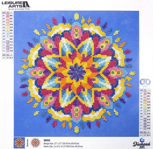 Leisure Arts Diamond Art Intermediate Kit 12"X12"-Blue Mandala