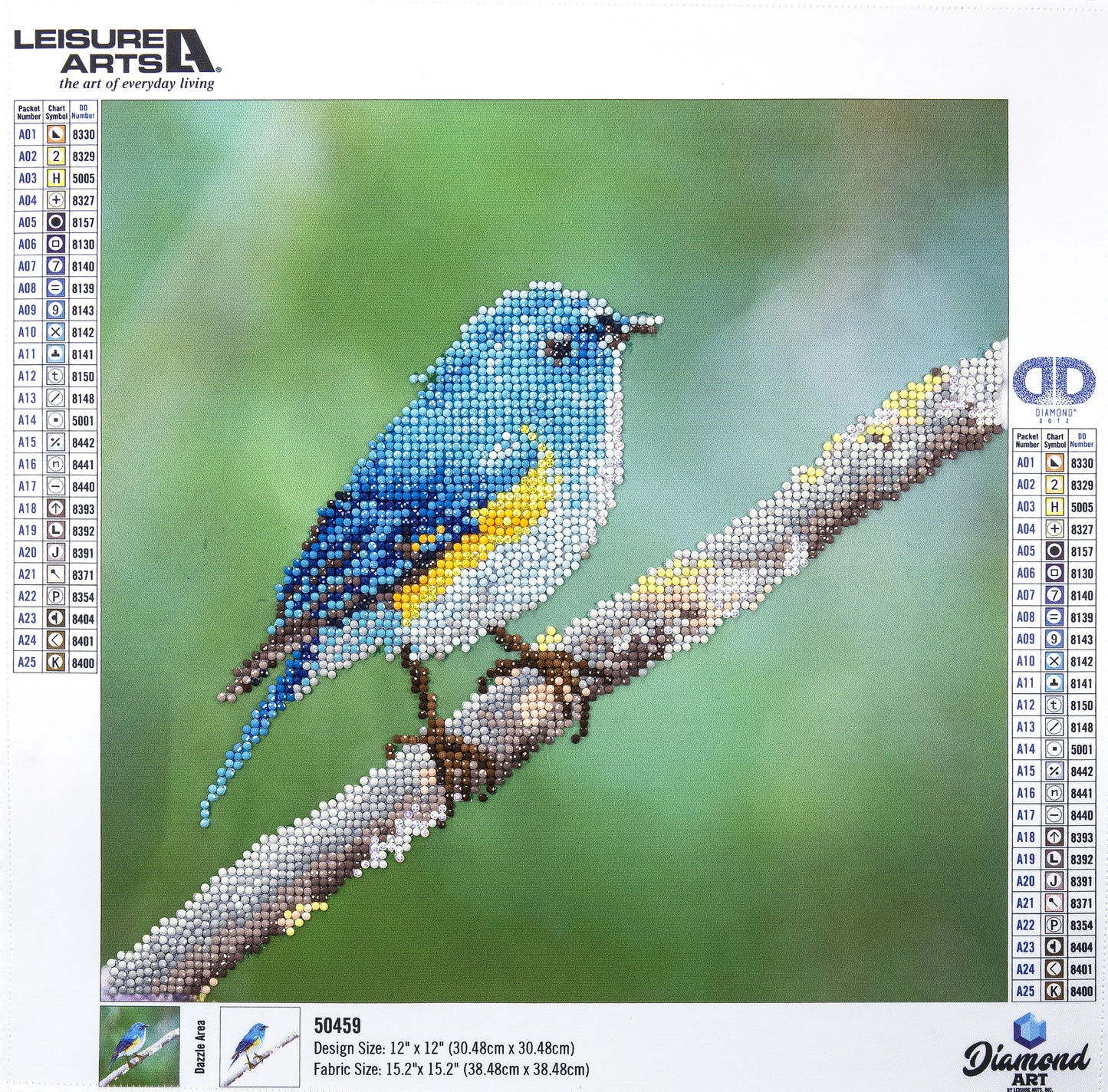Leisure Arts Diamond Art Intermediate Kit 12"X12"-Blue Bird