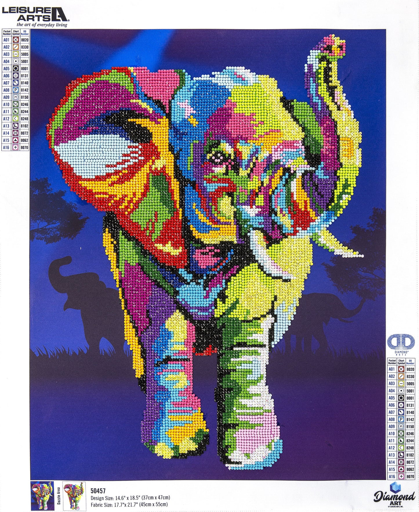 Leisure Arts Diamond Art Advanced Kit 14.57"X18.5"-Elephant