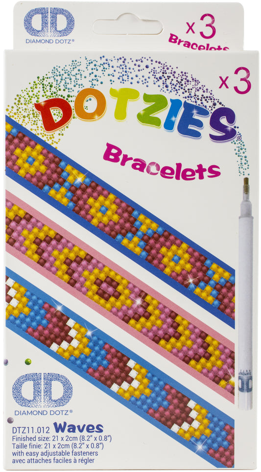 Diamond Dotz DOTZIES Bracelet Facet Art Kit 1"X9"-Assorted Waves 3/Pkg