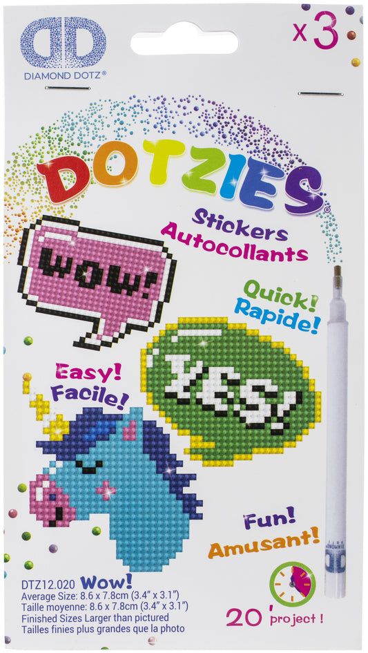 Diamond Dotz DOTZIES Stickers Facet Art Kit-Multi Pack Wow 3/Pkg