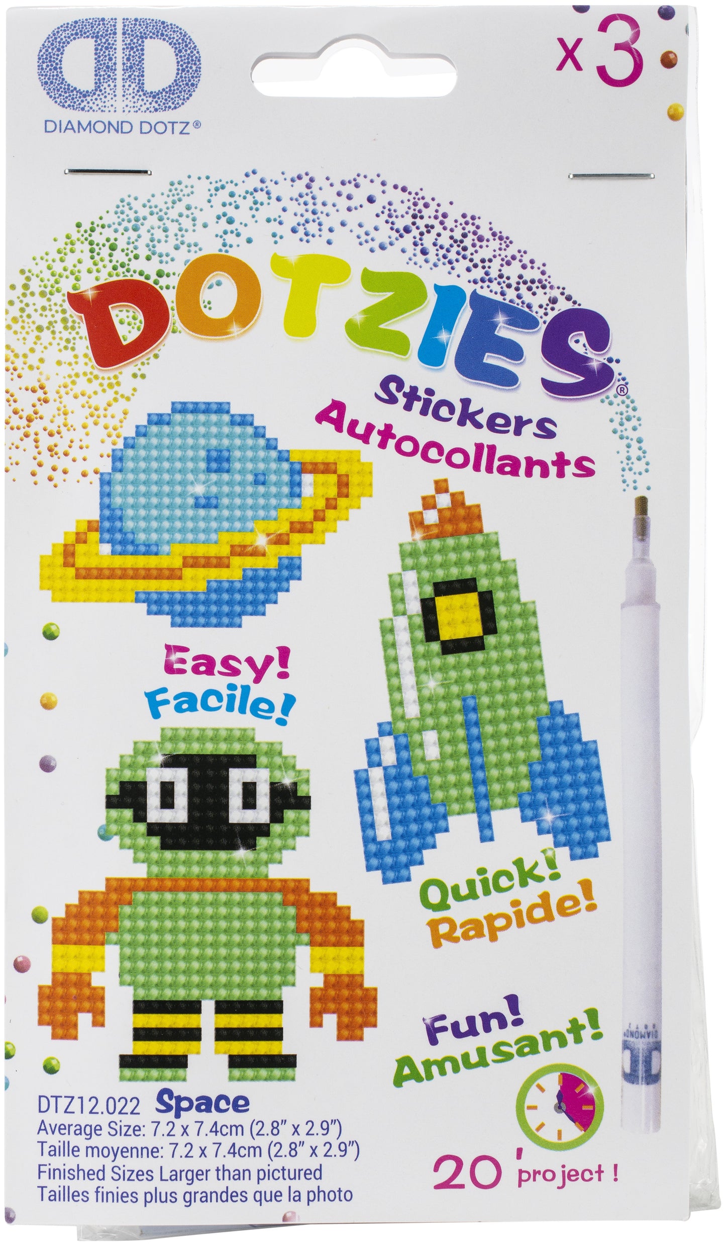 Diamond Dotz DOTZIES Stickers Facet Art Kit-Multi Pack Space 3/Pkg