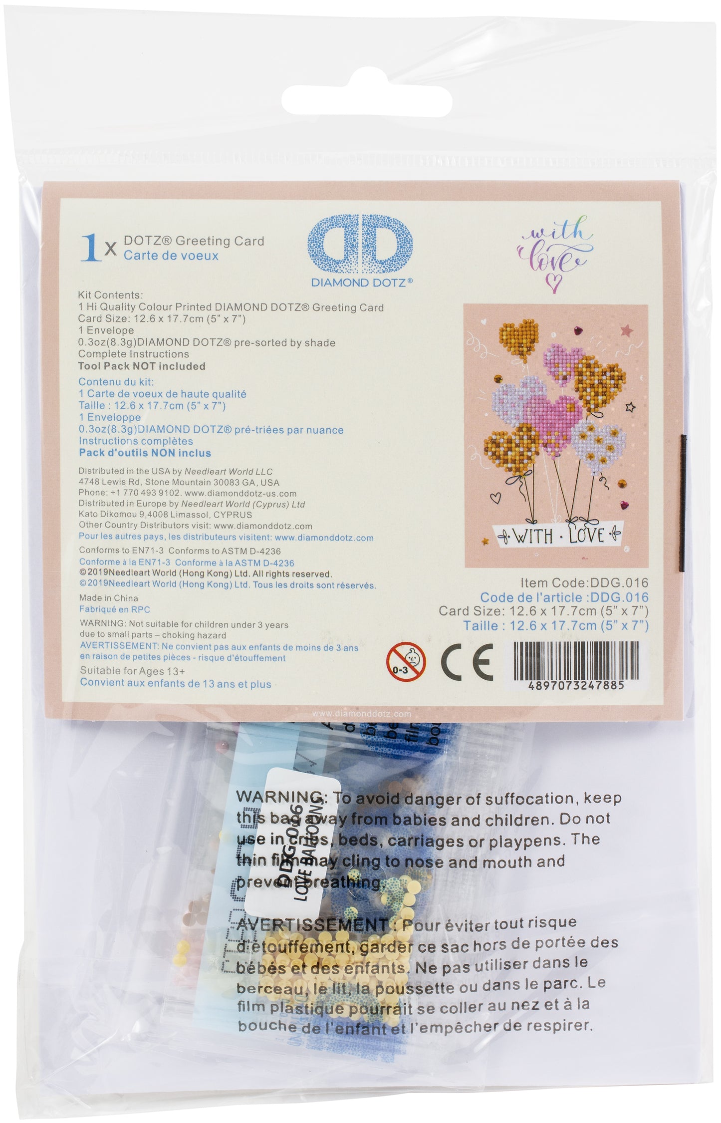 Diamond Dotz Diamond Embroidery Facet Art Greeting Card Kit-Love Balloons