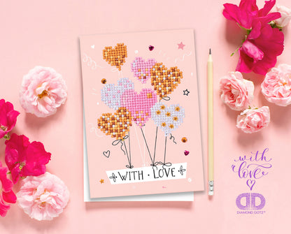 Diamond Dotz Diamond Embroidery Facet Art Greeting Card Kit-Love Balloons