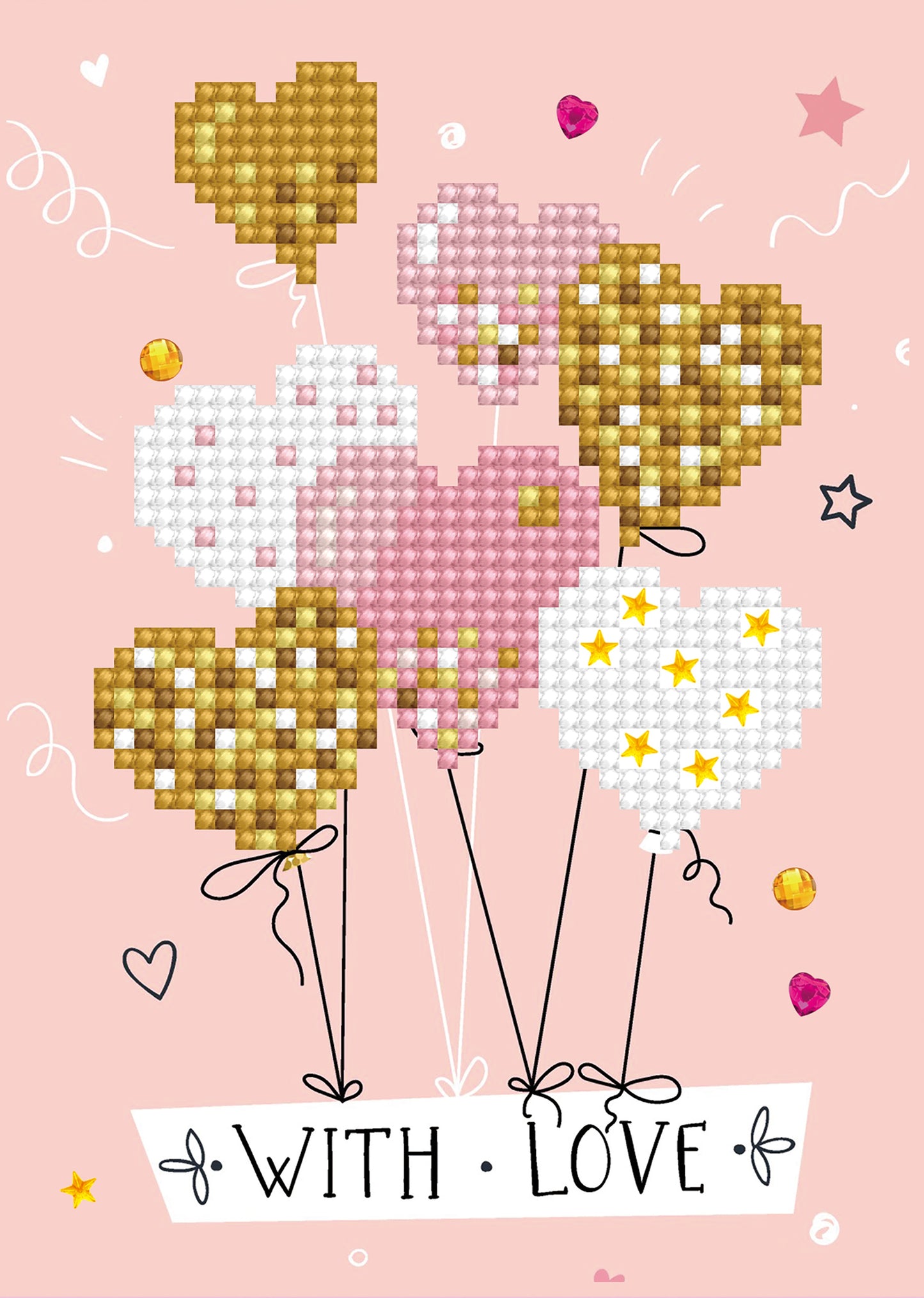 Diamond Dotz Diamond Embroidery Facet Art Greeting Card Kit-Love Balloons