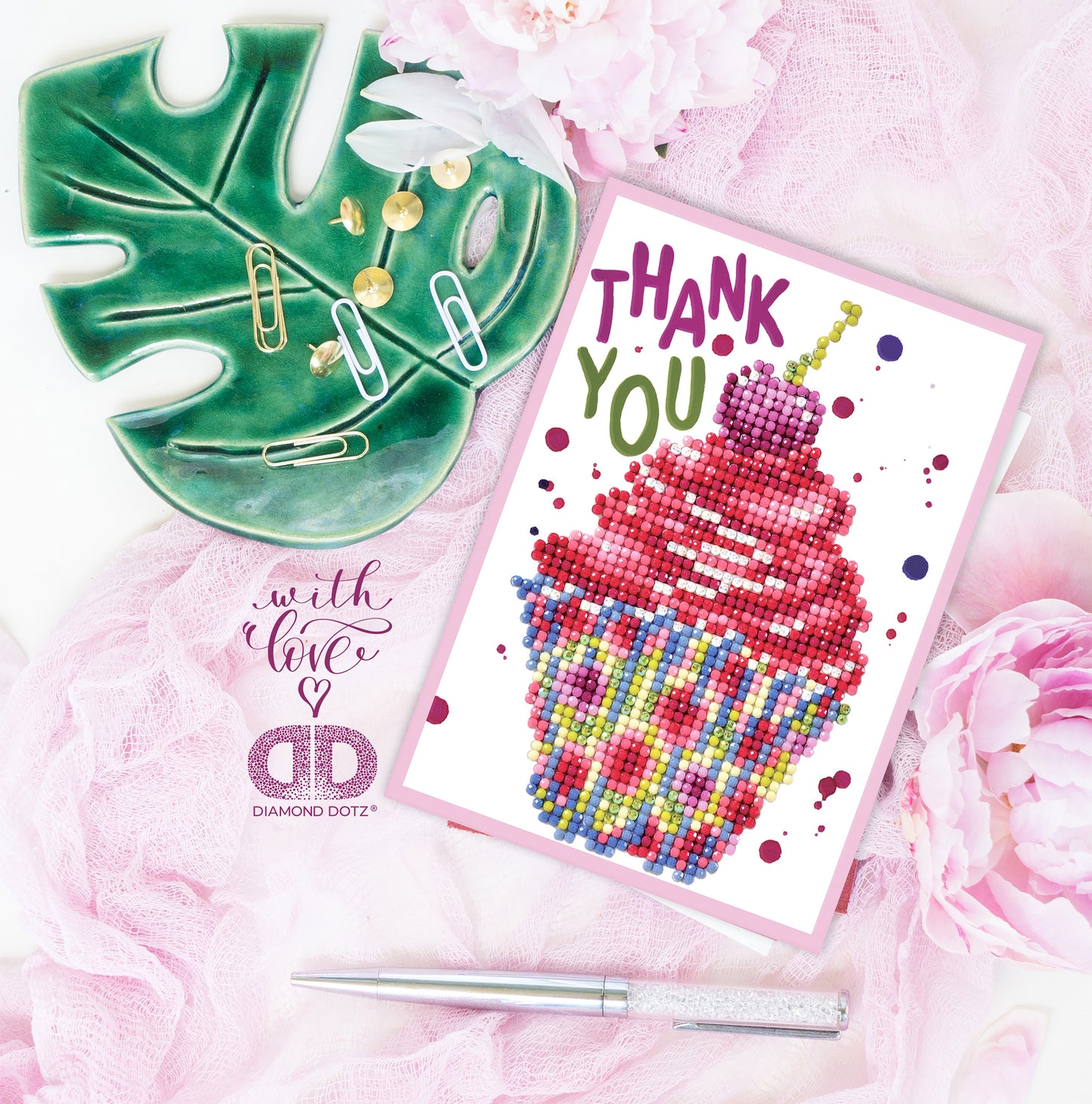 Diamond Dotz Diamond Embroidery Facet Art Greeting Card Kit-Cupcake Thank You