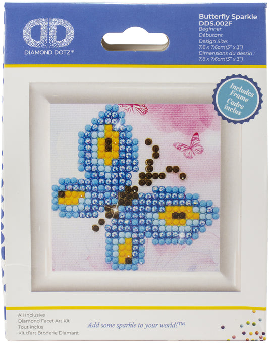 Diamond Dotz Diamond Embroidery Facet Art Kit W/ Frame-Butterfly Sparkle W/ White Frame