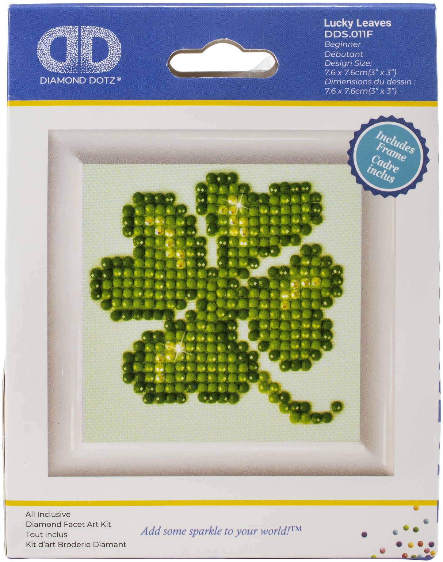 Diamond Dotz Diamond Embroidery Facet Art Kit W/ Frame-Lucky Leaves W/ White Frame