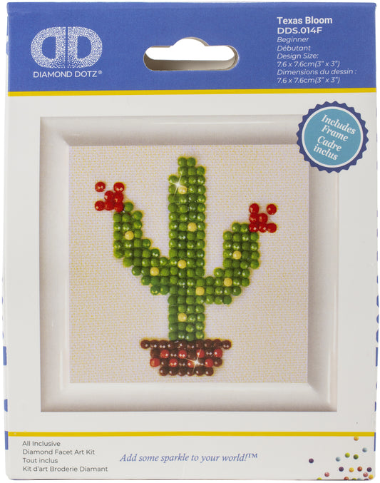 Diamond Dotz Diamond Embroidery Facet Art Kit W/ Frame-Texas Bloom W/ White Frame
