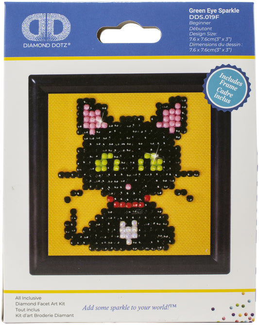 Diamond Dotz Diamond Embroidery Facet Art Kit W/ Frame-Green Eye Sparkle W/ Black Frame