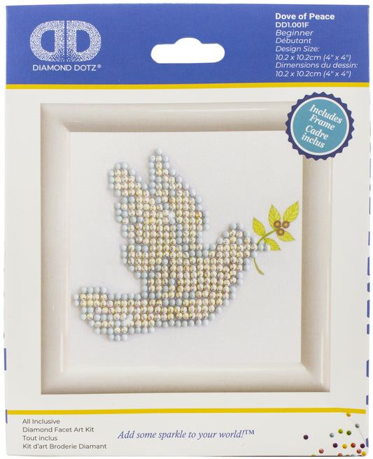 Diamond Dotz Diamond Embroidery Facet Art Kit W/ Frame-Dove Of Peace W/ White Frame