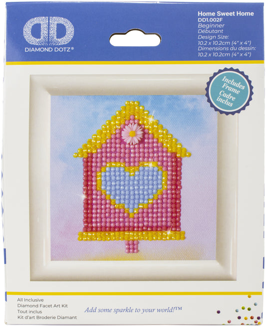 Diamond Dotz Diamond Embroidery Facet Art Kit W/ Frame-Home Sweet Home W/ White Frame