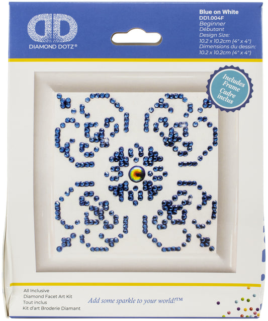 Diamond Dotz Diamond Embroidery Facet Art Kit W/ Frame-Blue On White W/ White Frame