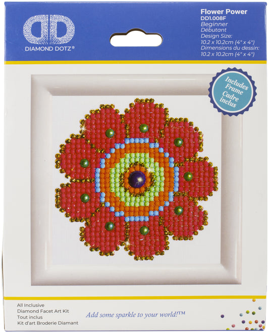 Diamond Dotz Diamond Embroidery Facet Art Kit W/ Frame-Flower Power W/ White Frame