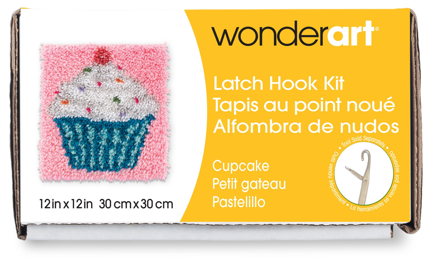 Caron Wonderart Latch Hook Kit 12"X12"-Cupcake