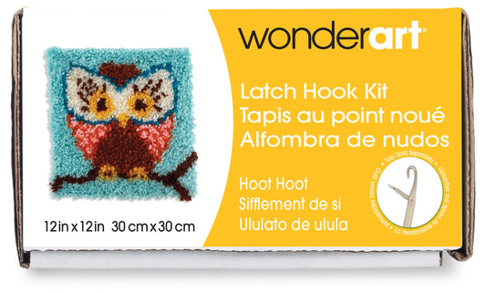 Caron Wonderart Latch Hook Kit 12"X12"-Hoot Hoot
