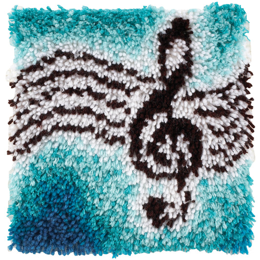Caron Wonderart Latch Hook Kit 12"X12"-Treble Clef