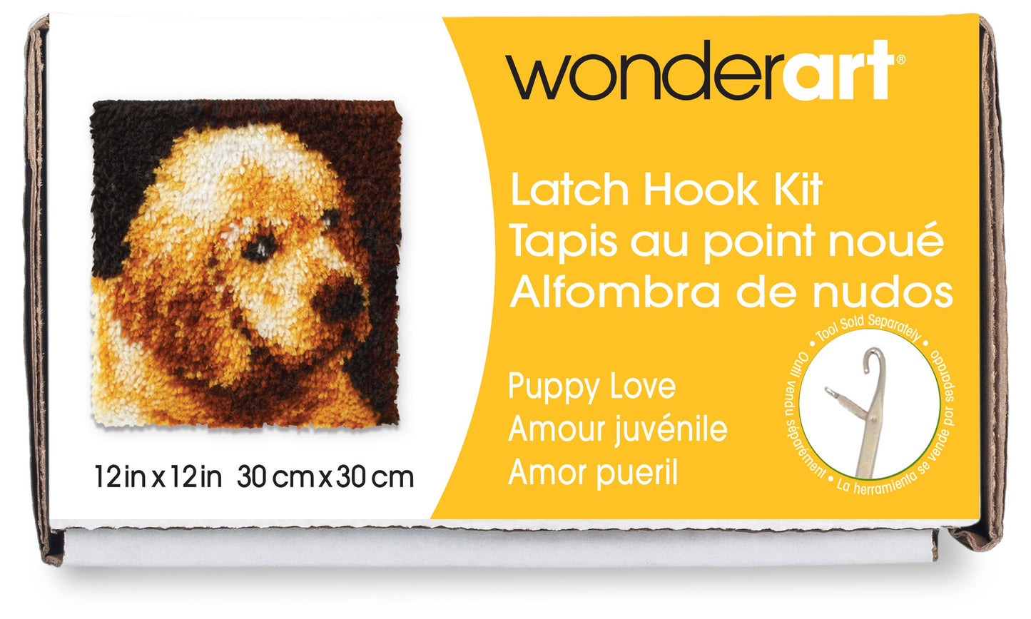 Caron Wonderart Latch Hook Kit 12"X12"-Puppy Love