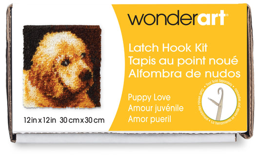 Caron Wonderart Latch Hook Kit 12"X12"-Puppy Love